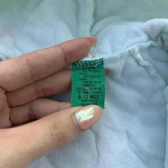 Vintage Baby‎ Quilted Snowsuit w/ Hood Pastel Blue squirrel Warm Cozy - Picture 8 of 15